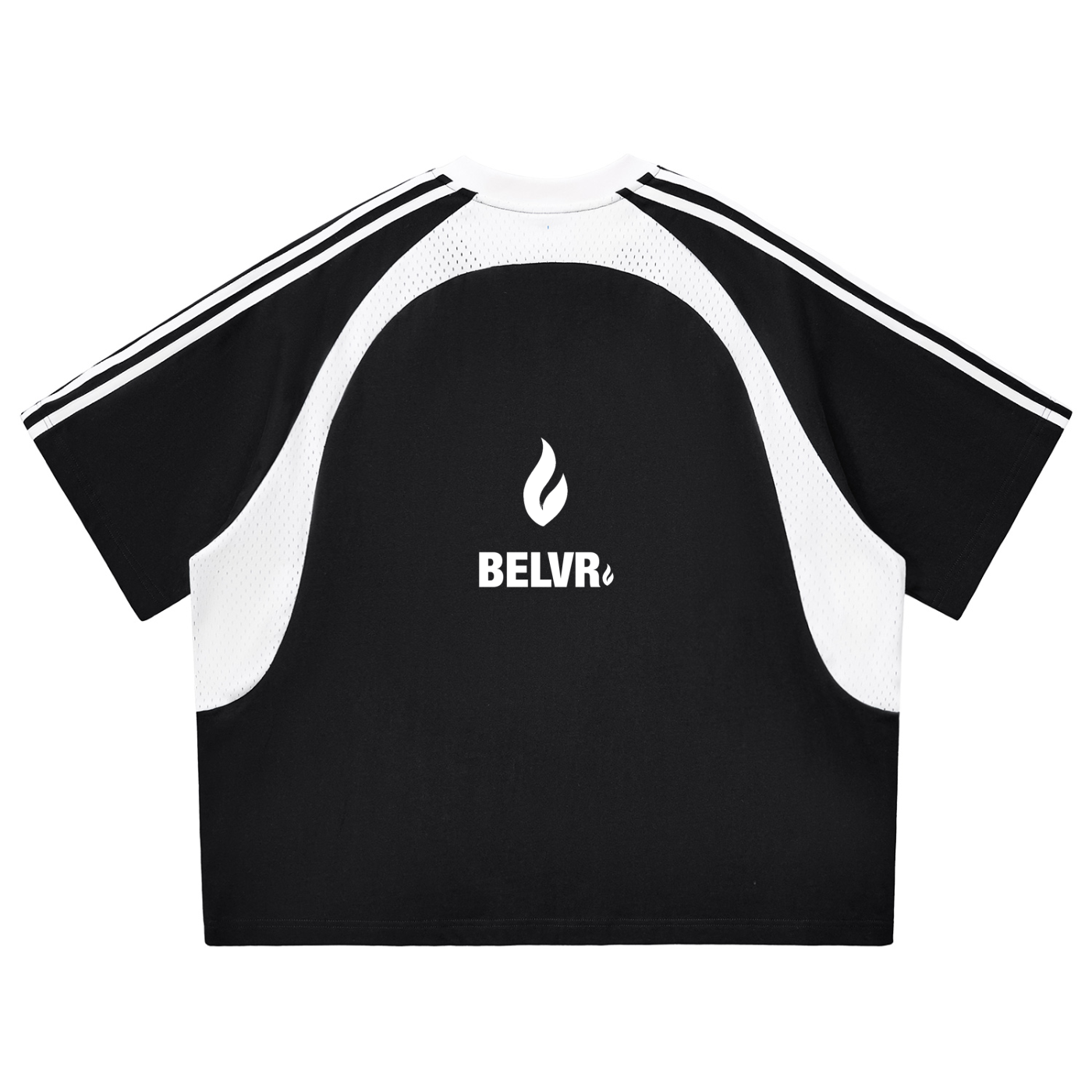 Contrast Stripes Panel Mesh T-shirt